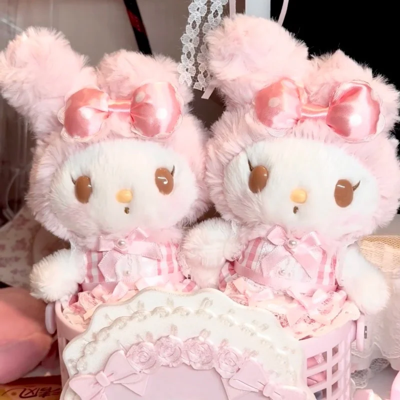 خمر البولكا خادمة بلدي ميلودي بوتي الشفاه الوردي تنورة دانتيل ميلودي محشوة أفخم دمية لعبة المفاتيح الحلو البيانو ألعاب من نسيج مخملي قلادة