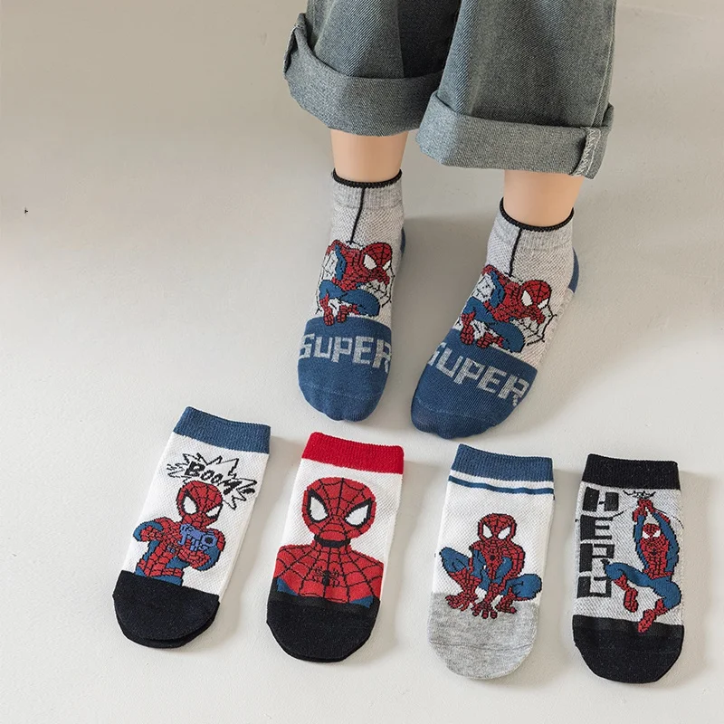 5 Pairs Cut Children's Socks Kawaii Soft spider Kids Boys Socks MiddleTube Cartoon Baby Socks Christmas Gift 2-8 Years Old