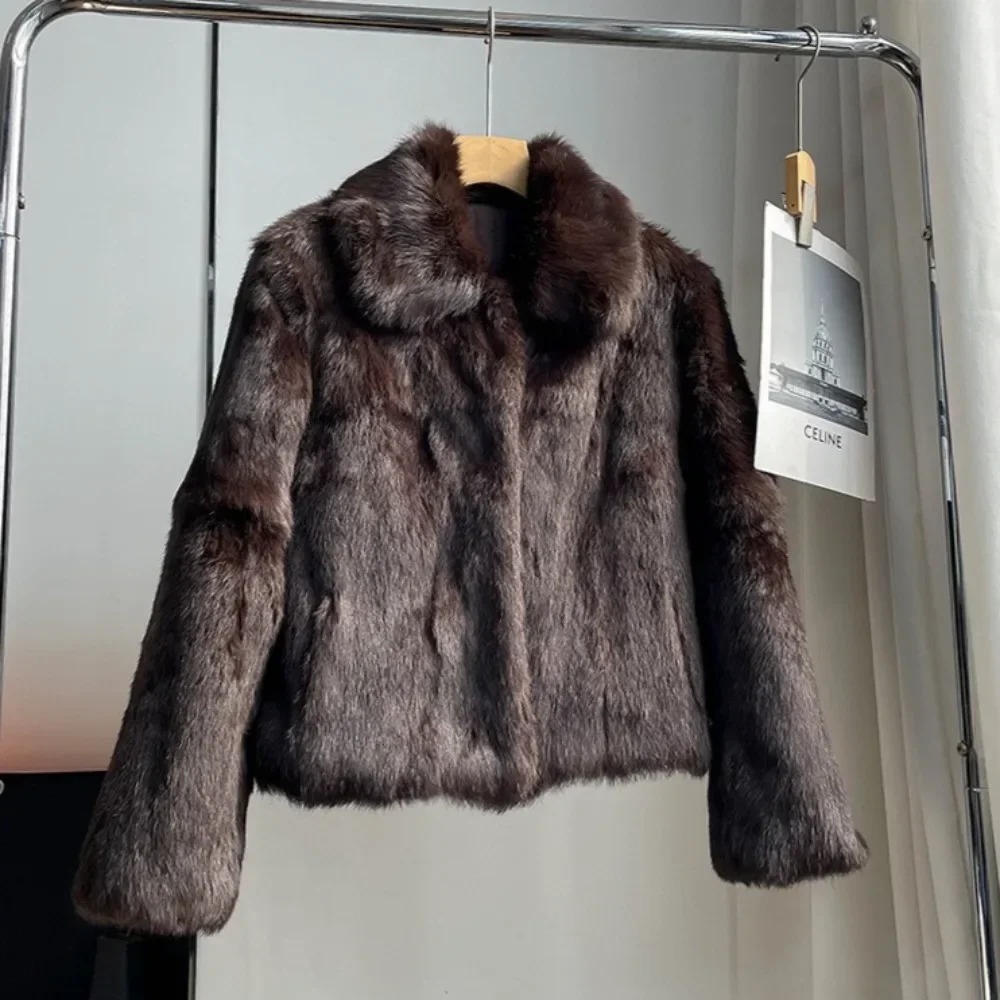 OFTBUY Real Fur  Jacket Natural Rabbit Fur Coat Women New Autumn Winter Female Leather and Fur Women's Clothing Outerwear Lady