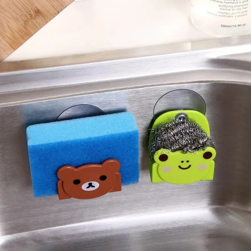 

Cartoon Dish Cloth Sponge Holder with Suction Cup Kitchen Multifunctional Storage Organizer Rack Dining Kitchen Rack Organizer