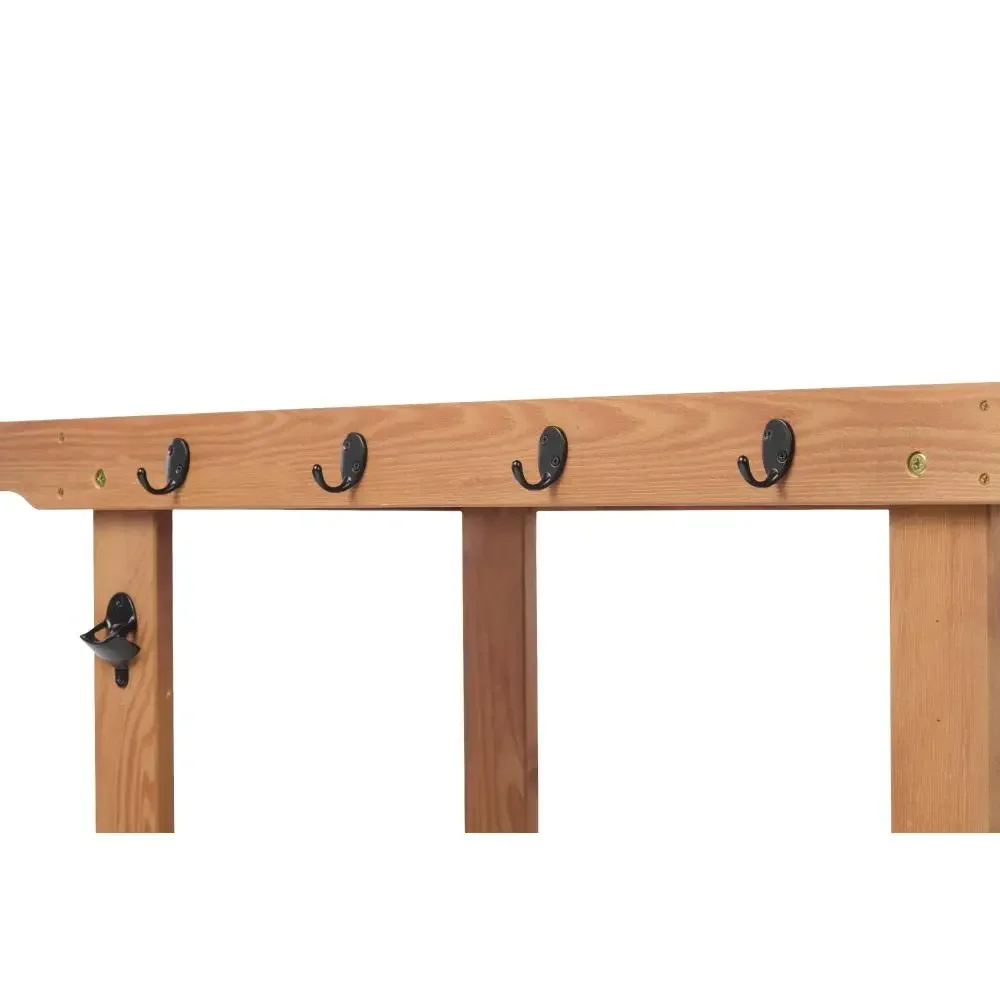 Meja Keranjang Panggangan Kayu Luar Ruangan dengan Roda Baja Tahan Karat Atas 2 Rak Meja Capming untuk Teras BBQ Halaman Belakang Taman Portabel