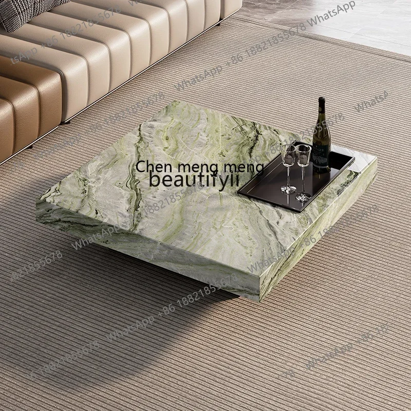 

182C Natural Wizard of Oz Marble Coffee Table Designer Light Luxury High-end Square Suspended Tea Table