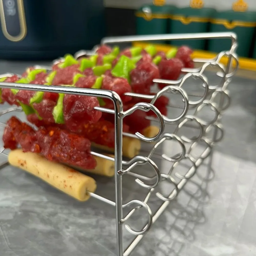 High Quality Stainless Steel Barbecue Bracket Three Layer Cooking Rack Air Fryer Rack Roast Meat Picks Air Electric Fryer