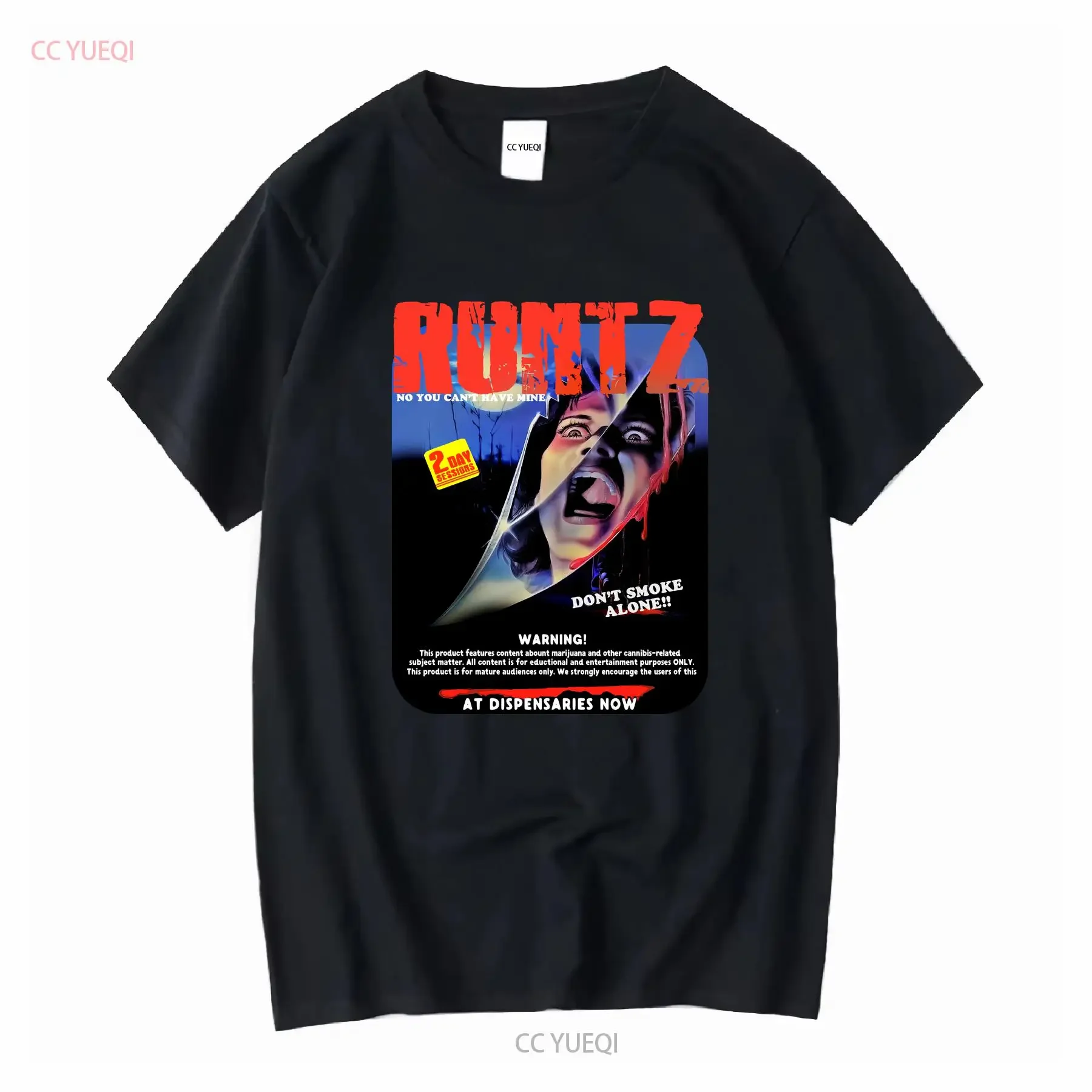 RUNTZ Dispensary Promo camiseta Horror Psycho tema tamaño pequeño vintage lavado streetwear estirado versátil Unisex Casual