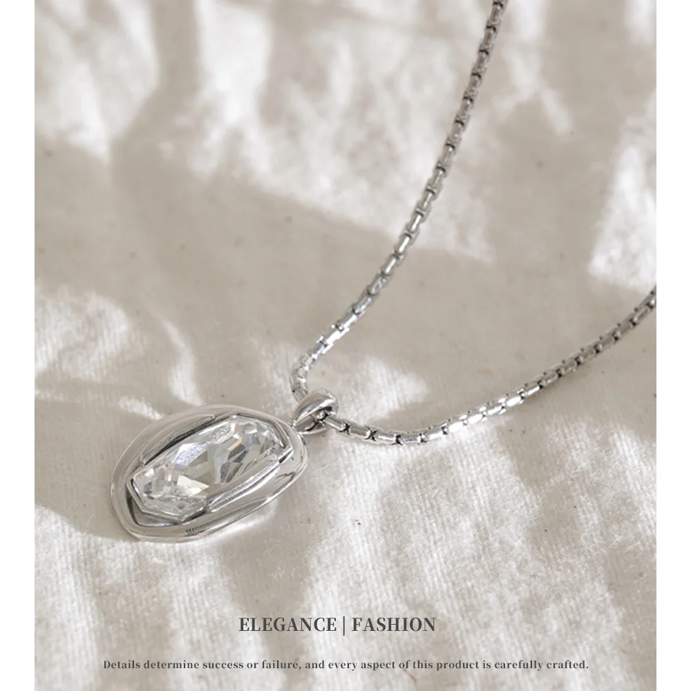 NiNice Multi-Color K9 Crystal Pendant Necklace High Quality Stainless Steel Women Exquisite Casting Jewelry New Popular
