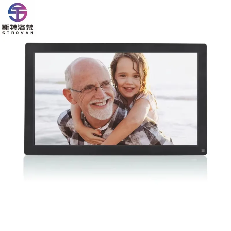 Video in Loop 1920x1080 Electronic Photo Albums 15.6 Inch Digital Picture Frame with Remote Control