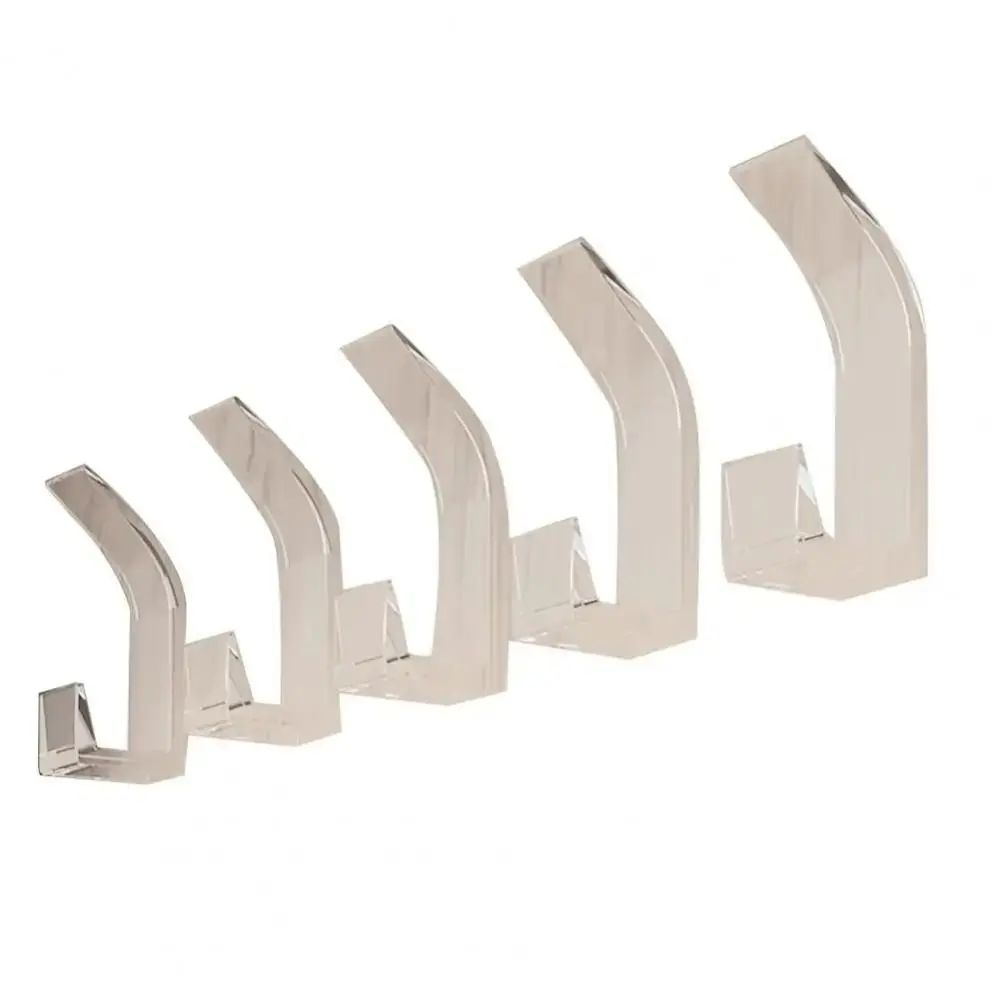 5Pcs/Set No Drilling Wall Hanging Hooks Self-adhesive Clothes Towel Plastic Storage Hanger Bathroom Kitchen Anti-slip