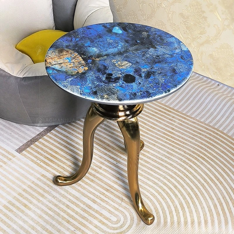 Stainless steel round coffee table sofa edge table modern simple corner table