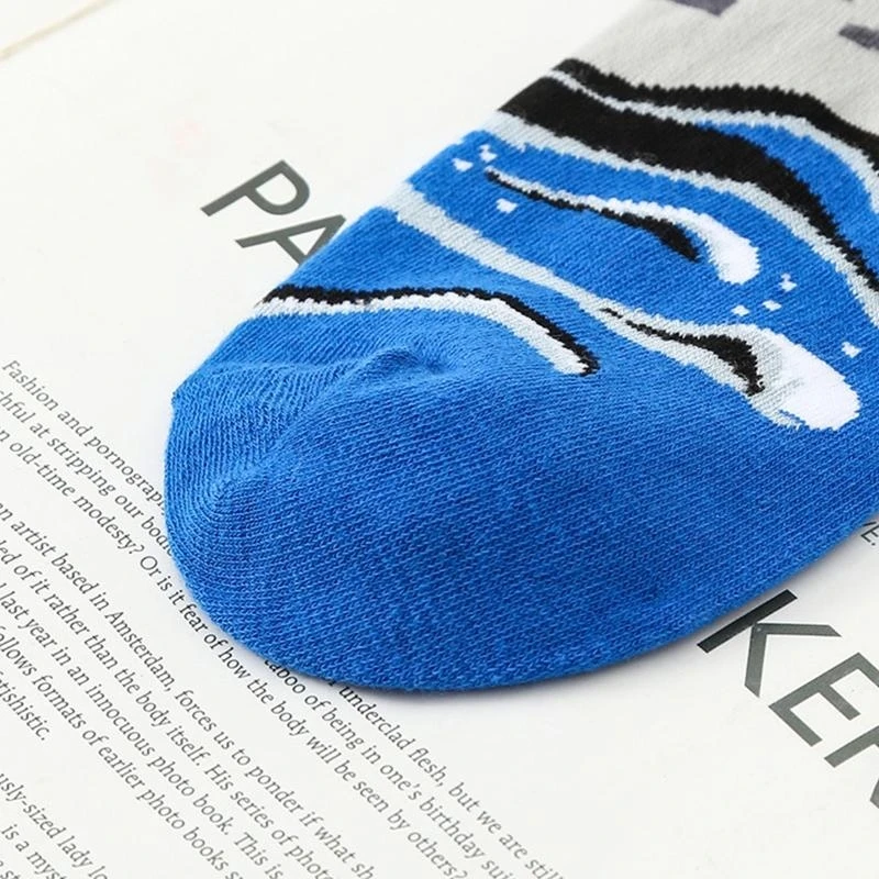 Men Women Couple Funny Socks Novelty Harajuku AB Asymmetric Colorful Cartoon Pattern Jacquard Hip Hop Skateboard Long 15UB