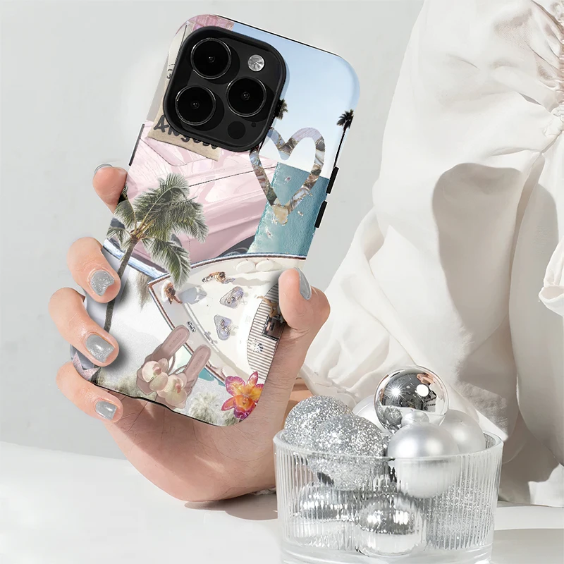 Mode frauen telefon fall für iphone 16 15 14 plus 13 12 11 pro max abdeckung Luxus funda 2-in-1 streetwear AUTO palm fällen carcasa
