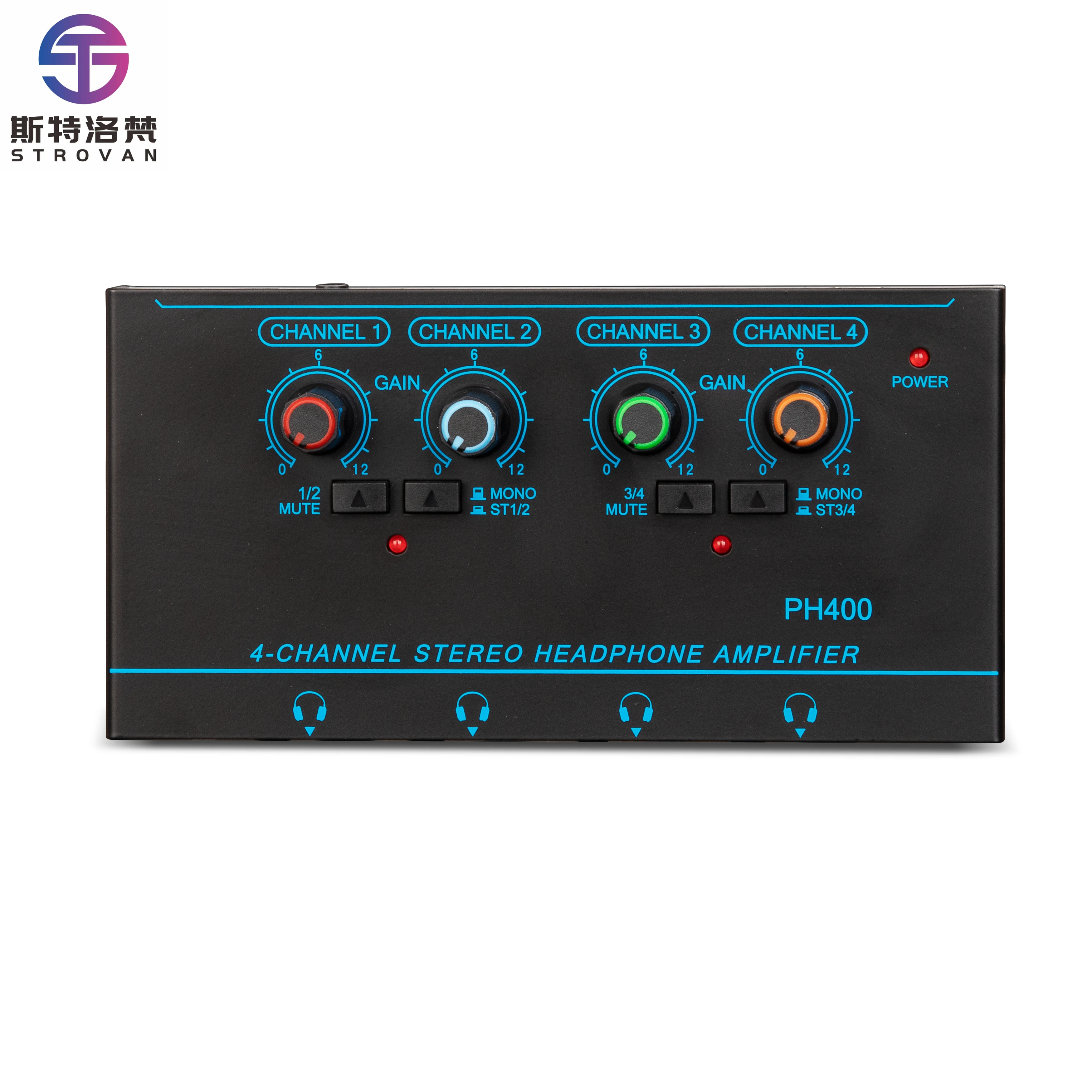 PH400 Professional  Splitter Mini Stereo Audio 4 Channel Headphone Amplifier Portable