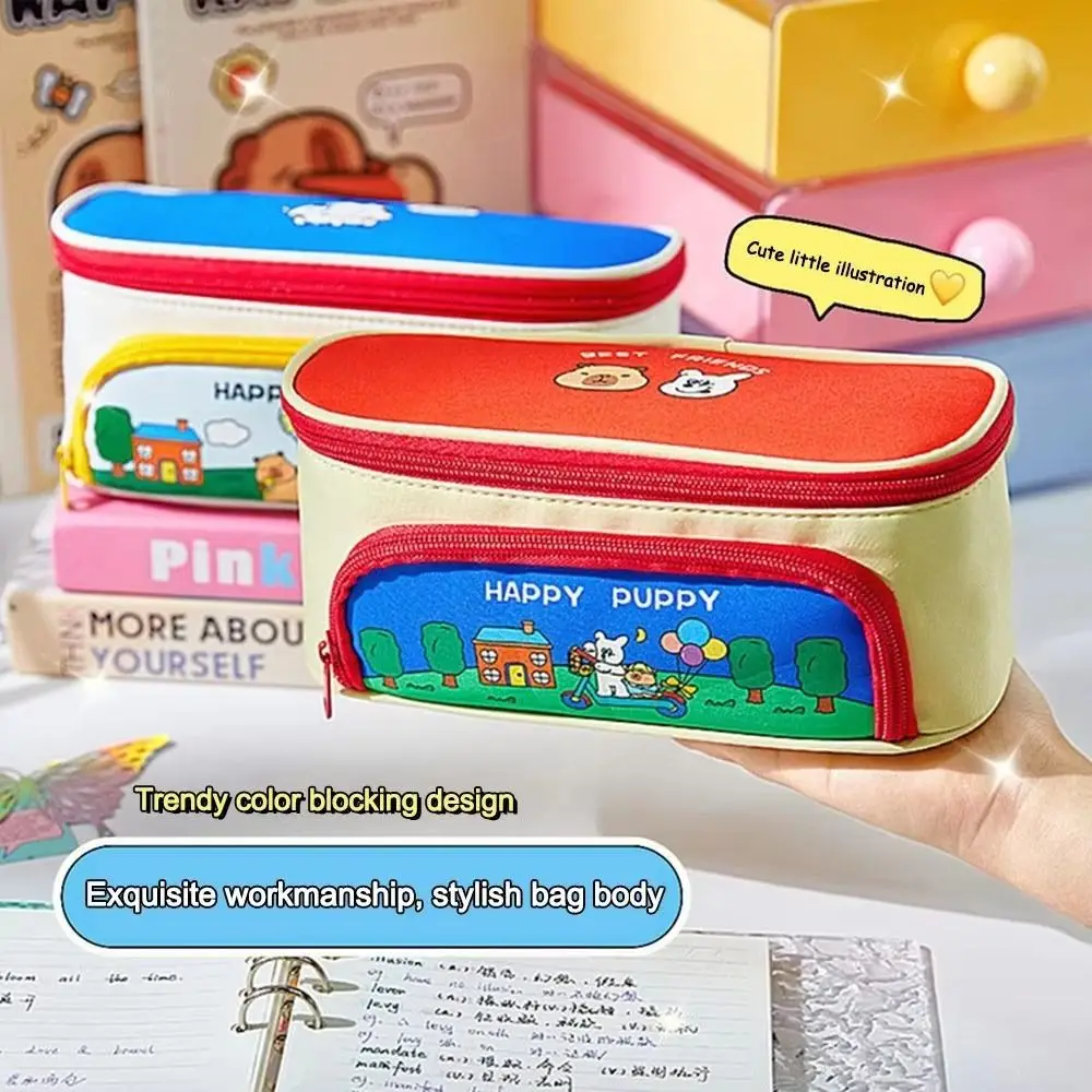 

Capybara Farm Cartoon Pencil Case Large Capacity Handheld Korean Pencil Bag Zipper Portable Stationery Storage Bag