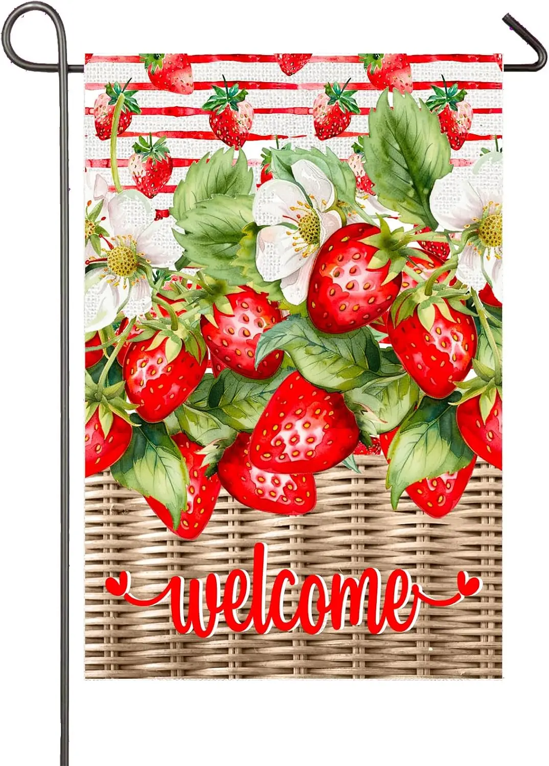 Strawberry Garden Flag 12x18 Inch Double Sided Strawberries Summer Welcome Yard Flags for Outside Farmhouse Front Porch Lawn PPZ