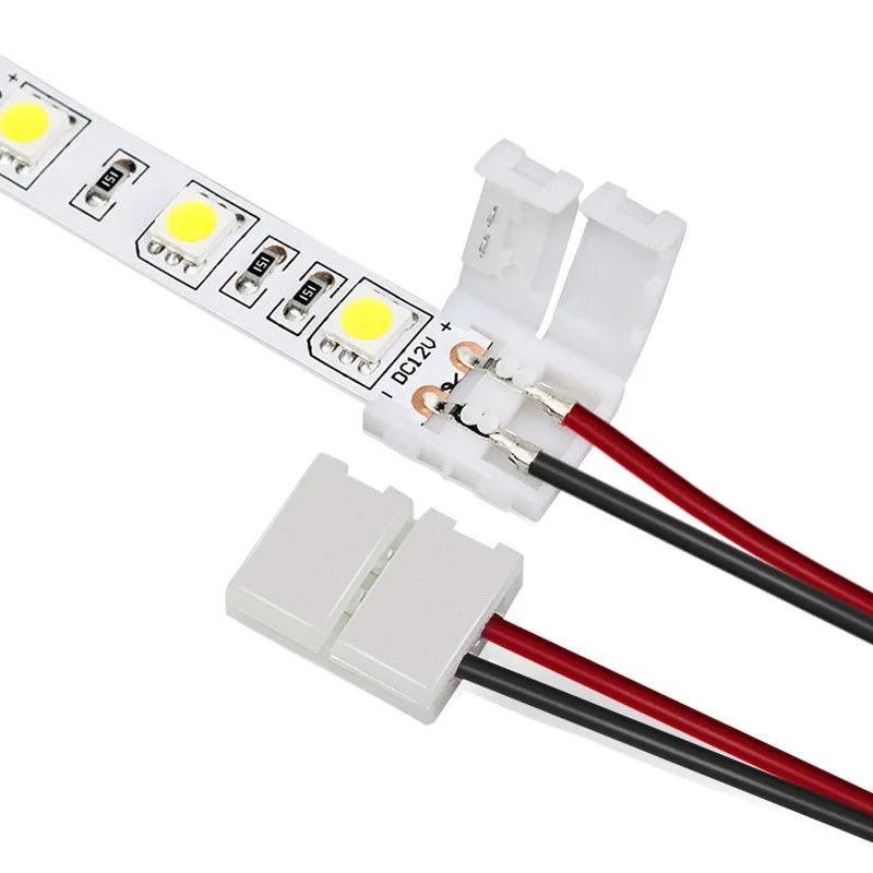 2 Pin 8mm 10mm  LED Strips Lights Connector Splice Clip For 2835 3528 5050 5630 LED Strip Lamps Bar Conector