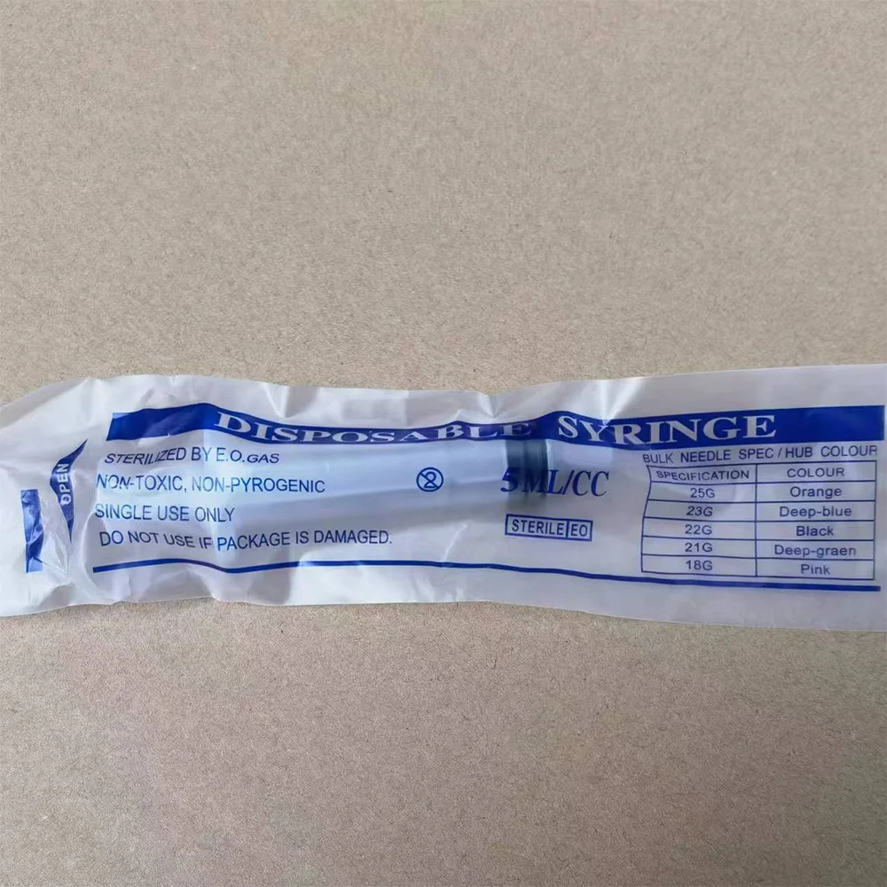 Sterile PVC material 5ml/10ml disposable syringe, individually packaged