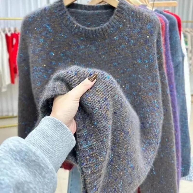 

2024 Hot-Selling Round Neck Autumn Winter Lazy Loose New Long Sleeve Pullover Knitted Thickened Sweater For Women