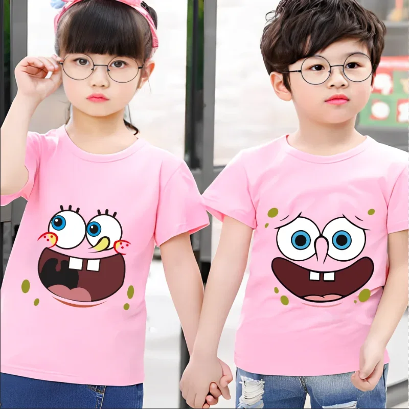 SpongeBob SquarePants abbigliamento per bambini Anime Summer manica corta Cute Patrick Star Clothes t-shirt in cotone Cartoon Kids Tops Hot