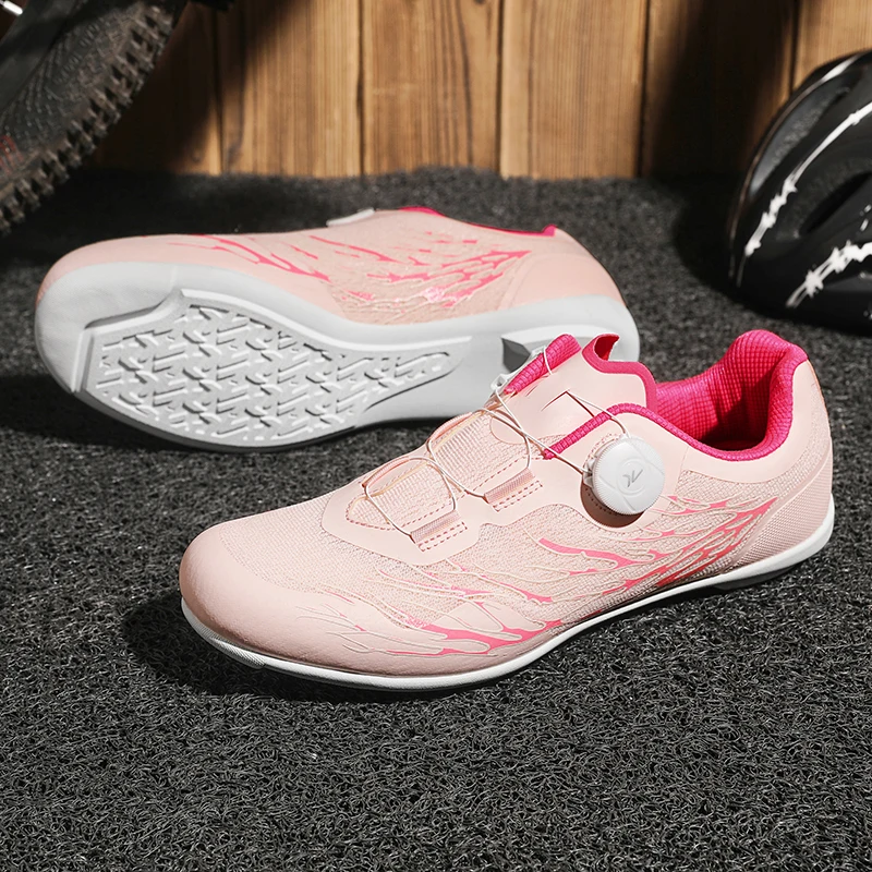 

Lock-Free Cycling Shoes Flat Pedal Shoes Men Bike Cleat Sneaker MTB Women Breathable Indoor Boots rubber soled cycling shoes