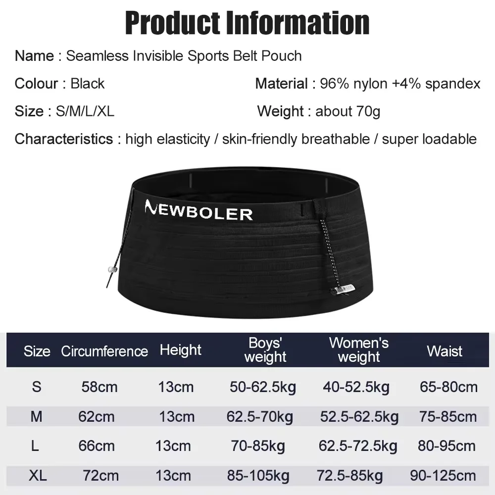 NEWBOLER Sports Waist Bag Elastic Lightweight Running Race Pack Number Belt For Triathlon Marathon Cycling Mountaineering Bag