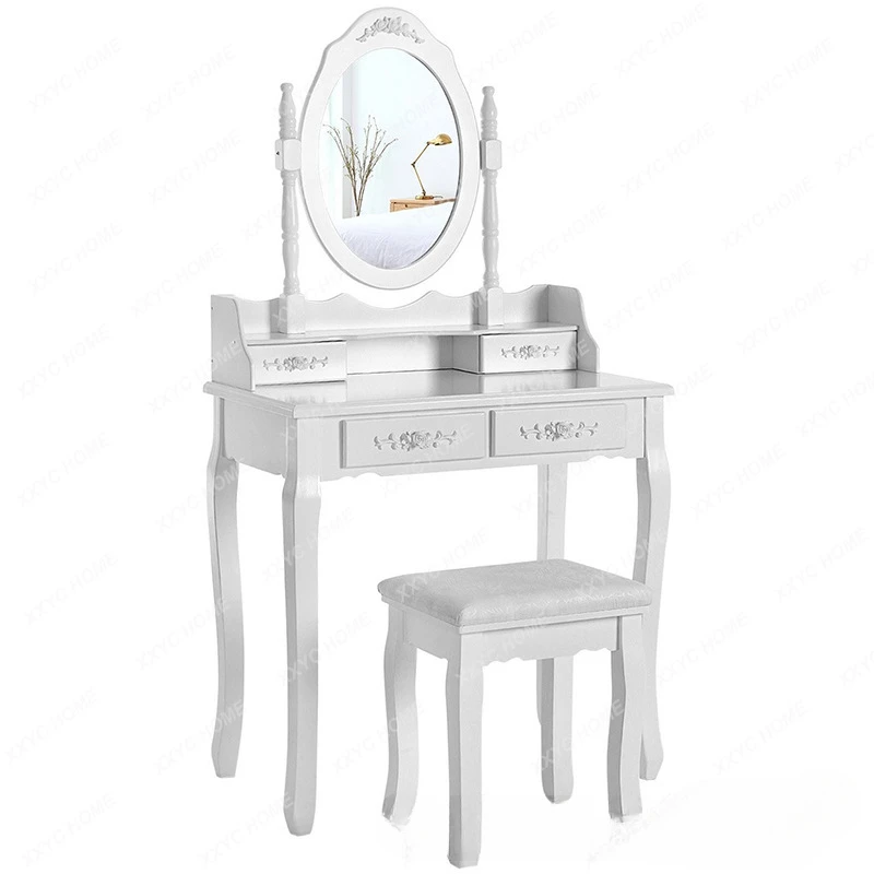 Dressing Table Makeup Mirror Small Apartment Solid Wood Dressing Table Integrated Modern Simple Bedroom Makeup Table