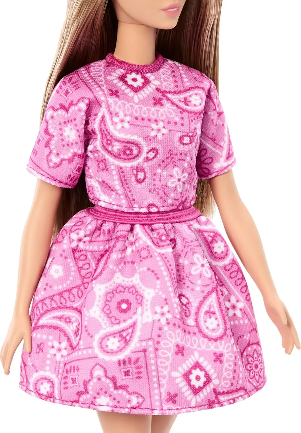 Original Barbie Fashionistas Doll Blond Hair Pink Paisley Clothes Shirt Platform Sandal Hair Clip Dress-up Gift Toys Accessories view 5