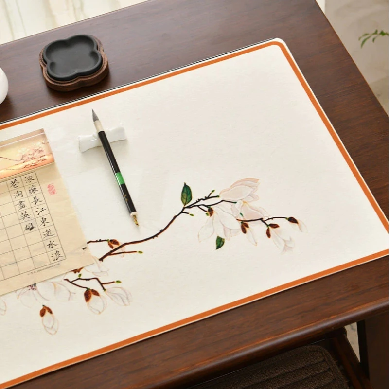 Chinese-style Pattern Painted Calligraphy and Painting Mat Washable Pad Thickened Lock Edge Writing Brush Calligraphy Supplies