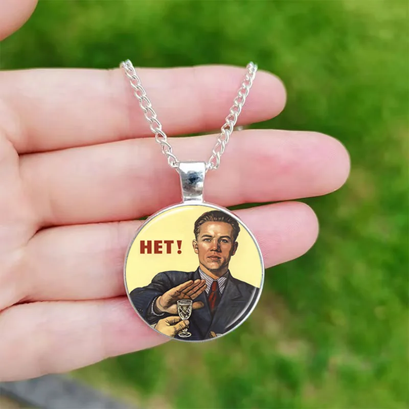 CCCP Soviet Russia Necklaces Communism Insignia Symbol Handmade Charm Glass Pendant For Women Men Accessories Jewelry