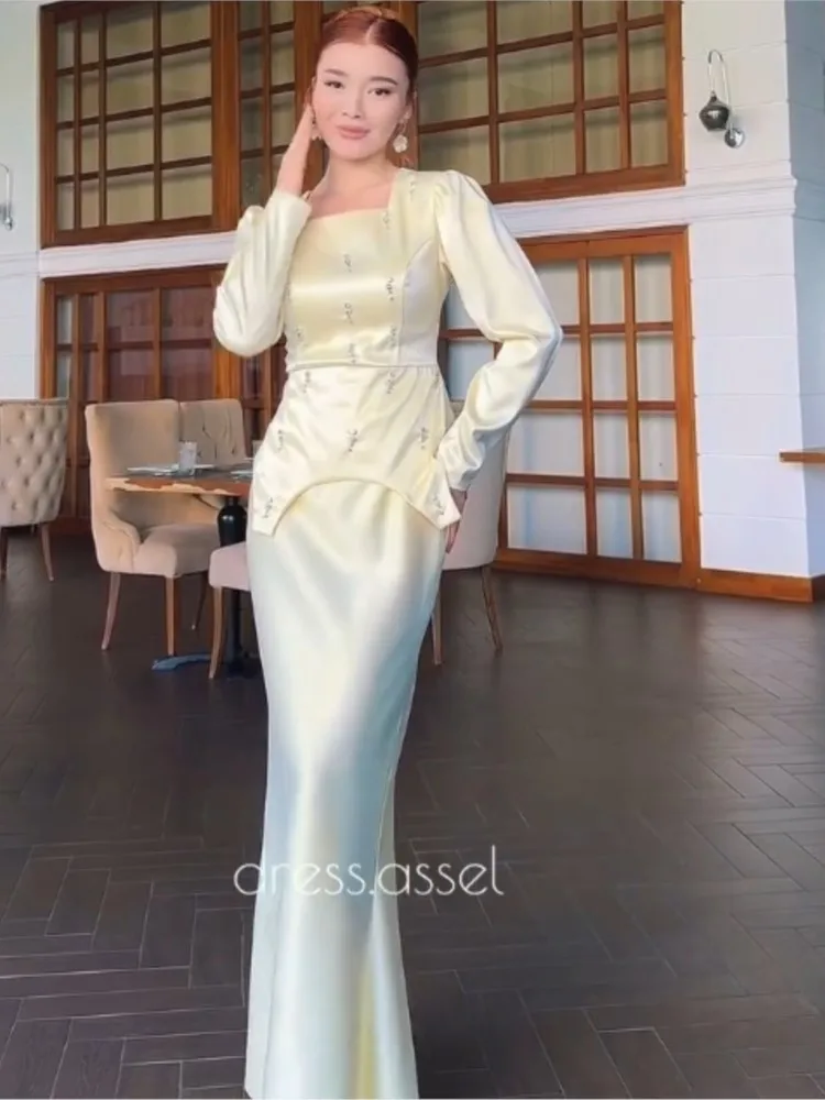

New Woman 2 Piece Set Outfit Two-piece Suit Long Sleeves Slim Jacket High-waisted Skirt Solid Color Two Piece Outfits Elegant
