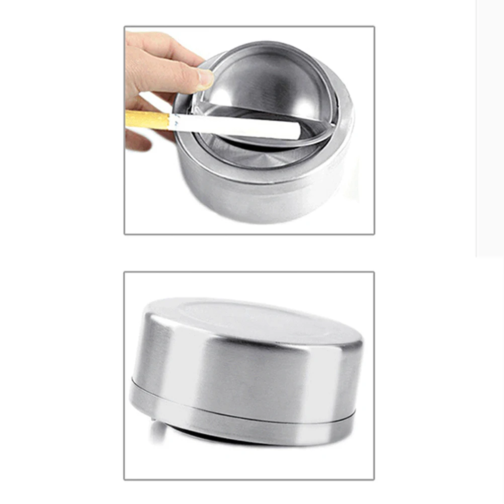 

Automatic Switch Ashtray Windproof Stainless Steel Lid Cigarette Large Capacity Portable Home Bar Cafe Hotel Restaurant Smoke
