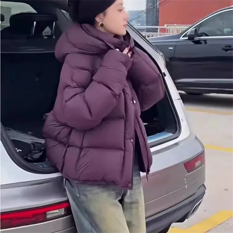 

Short Hooded Cotton Jacket For Women In Winter New 2025 Model Stylish And Thick Super Beautiful Bread Jacket Trendy Winter Beige