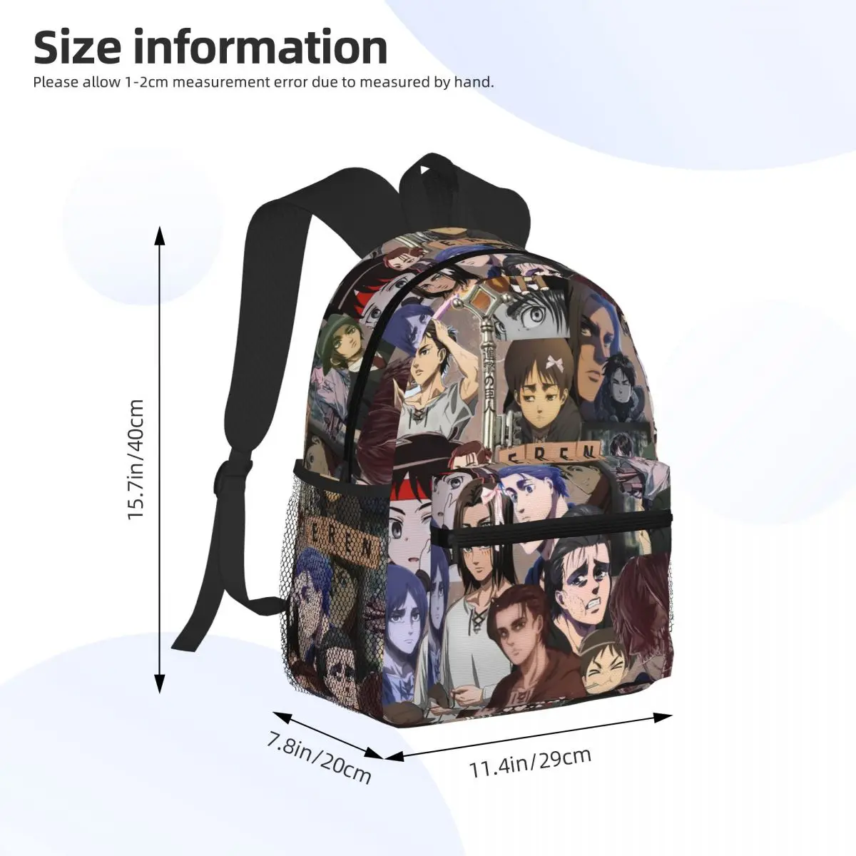 Anime ataque em titã eren jaeger estudante mochila saco de escola caminhadas viagem daypack para meninos meninas moda bookbag sacos ombro