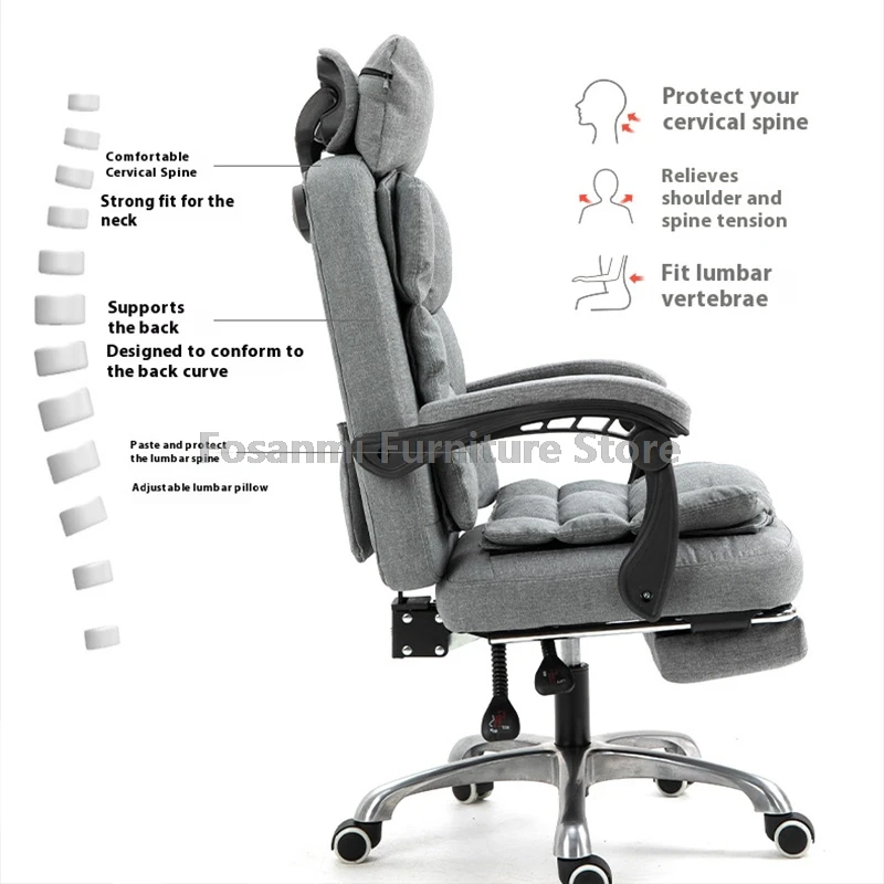 Sedia da gioco reclinabile in tessuto con morbido cuscino rimovibile Sedia da scrivania ergonomica regolabile per ufficio e casa Comoda sedia per computer da gioco