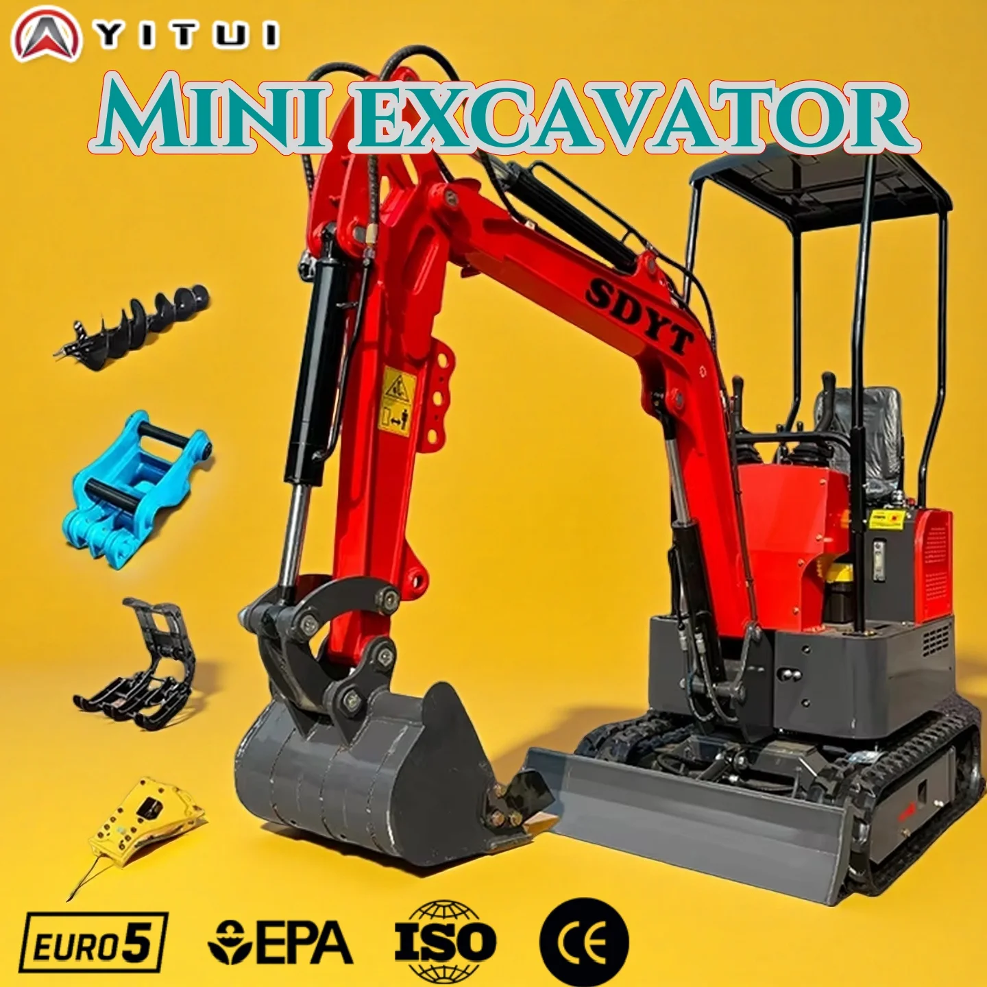 

Best Selling Agricultural Orchard Mini Excavator 2 Ton Excavator Ce Epa Euro 5 Kubota Engine Farm Tractor 1.2ton Customized