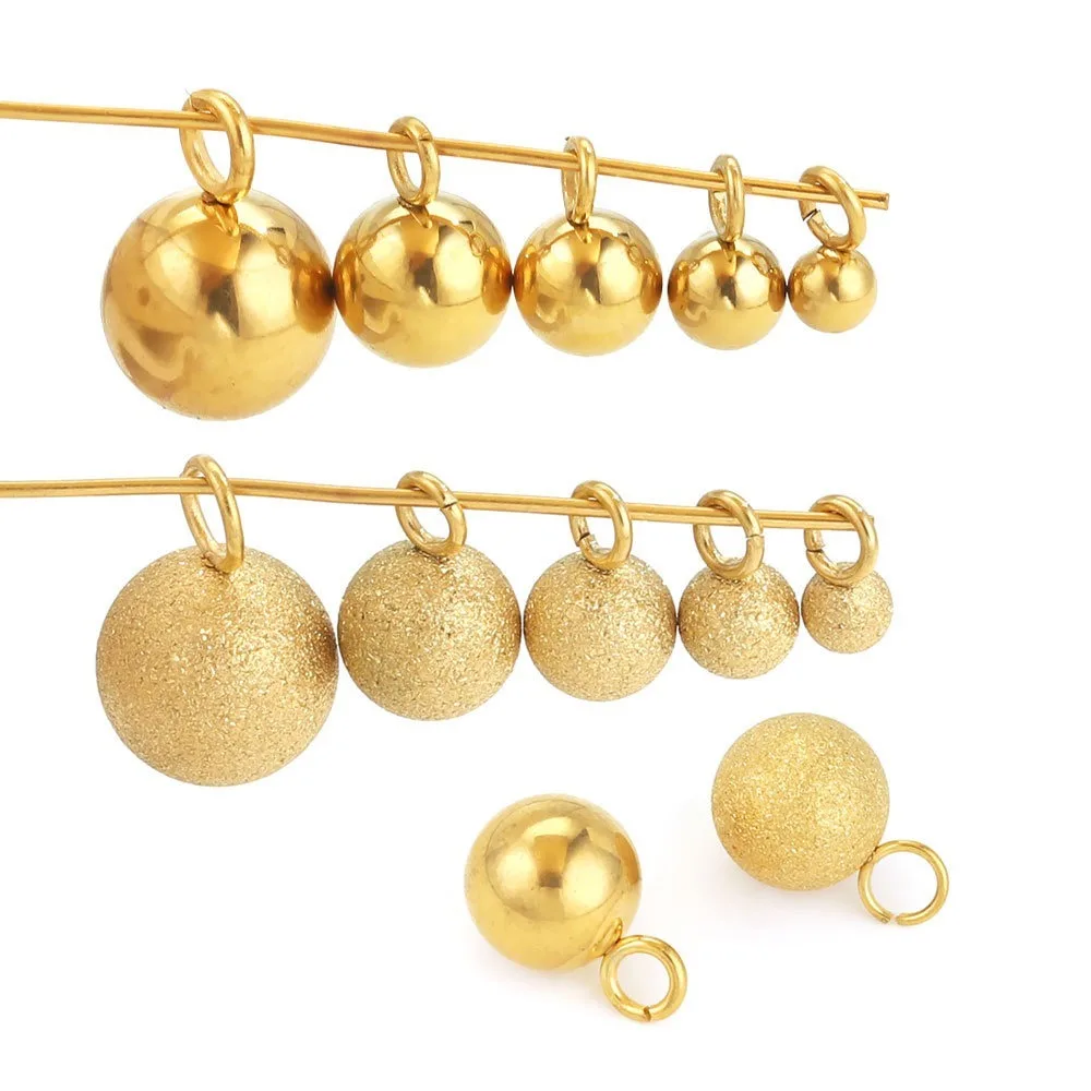 20pcs Stainless Steel Solid Ball Beads Charms For Earrings Necklace Frosted Beads For Jewelry Making Charms Pendants Findings image 4