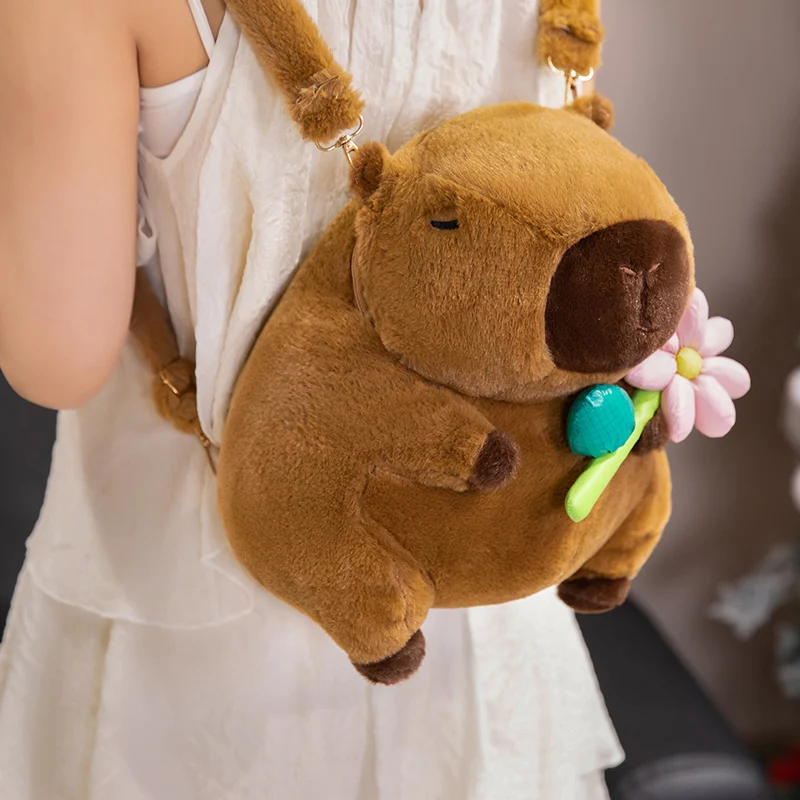 30 cm Cartoon Nette Capybara Plüsch Puppe Rucksack Obst Erdbeere Orange Blume Capybara Plüsch Handtasche Wohnkultur Geschenk Für Kinder