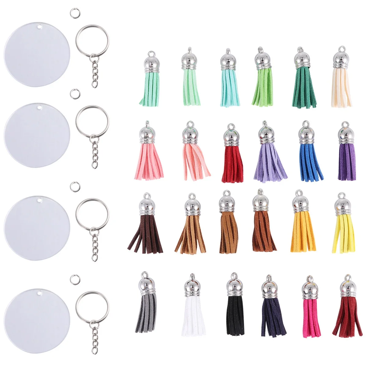 

72pcs Acrylic Chains Diy Tassel Key Holders Handmade Key Rings Fashion Keychain Decorative Pendant For Backpacks Car Keys