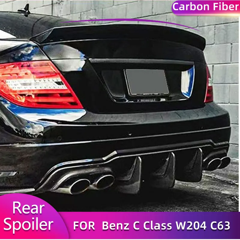 

Задний спойлер багажника из углеродного волокна, крылья для Mercedes Benz C Class W204 Sport C63 AMG 4-дверный 2008-2014, задний спойлер, крыло багажника, губа