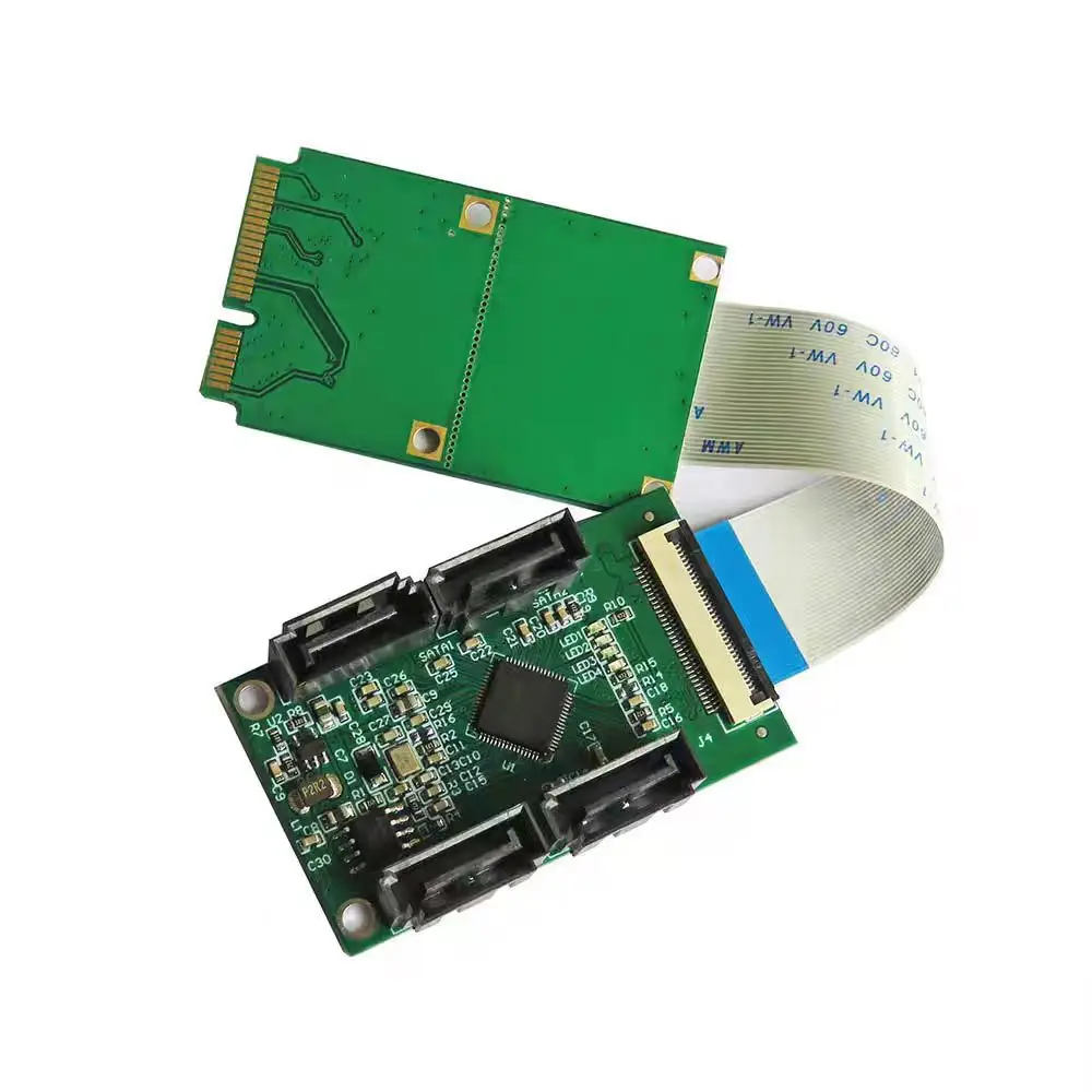 

Карта адаптера Mini PCI-E к SATA 3.0 — 2-портовый преобразователь расширения 6 Гбит/с для SSD/HDD, загрузочный системный привод для ноутбуков/компьютеров