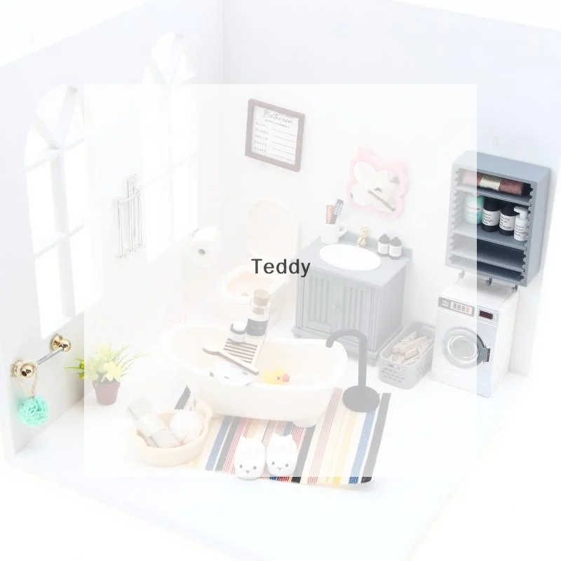 1:12 Dollhouse Mini Electric Simulated Washing Machine Model Rechargeable Miniature Decor for DIY Dollhouse Life Scene Craft