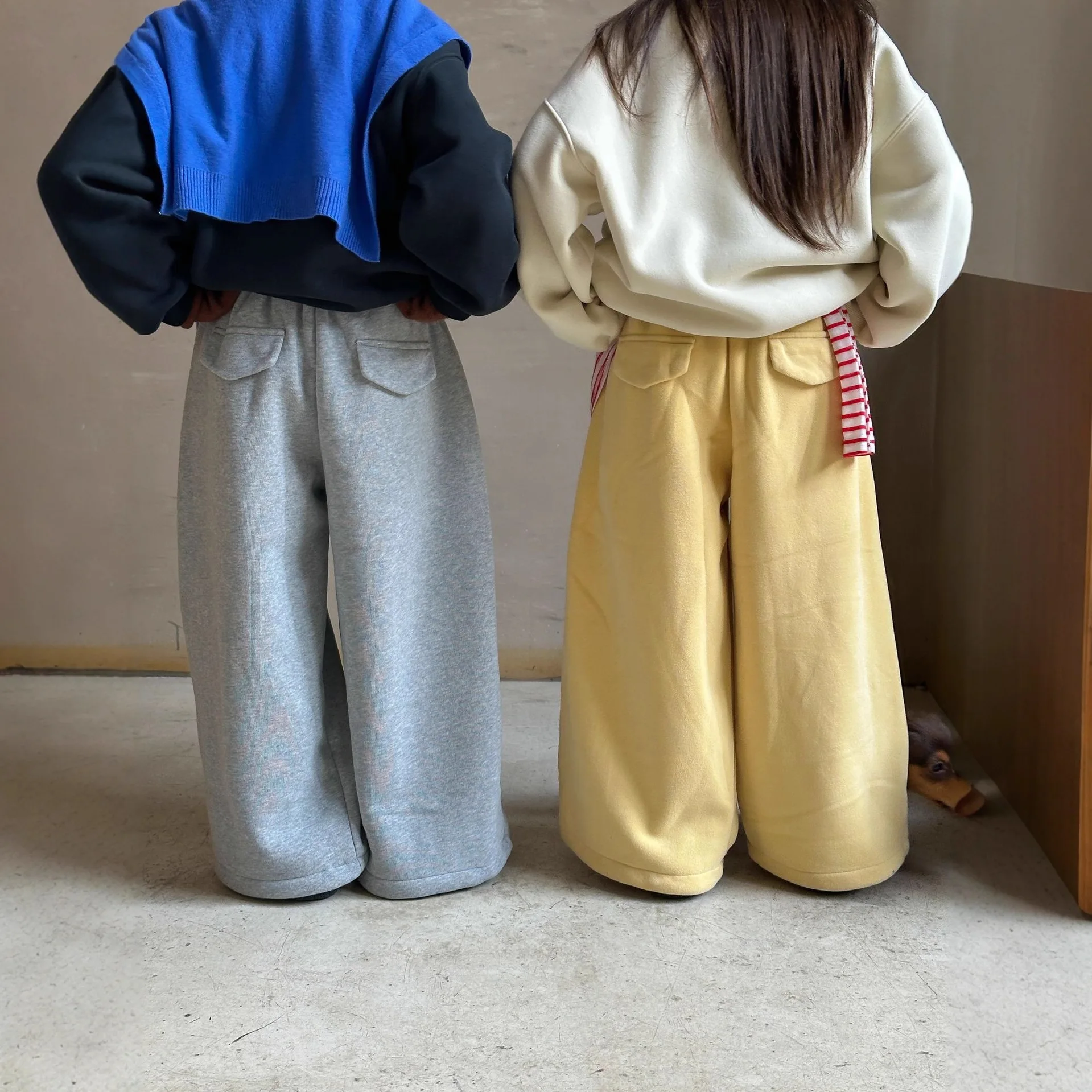 Boys Comfortable Casual Straight Trousers Boutique Clothing Simple Style 2026 Winter New Korean Style Kids Fleece Sweatpants