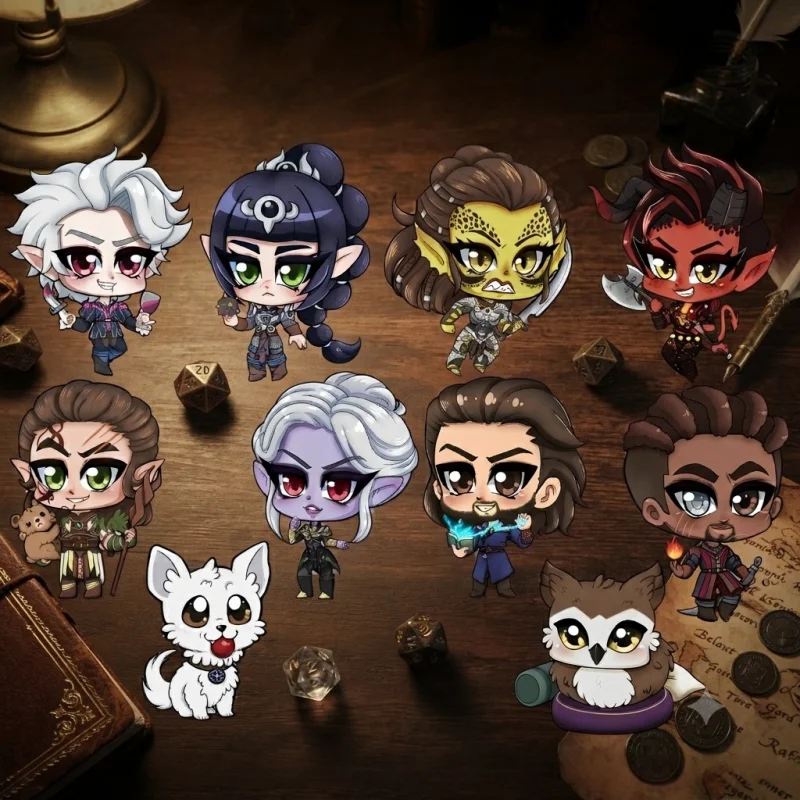 Llaveros de Acrílico de 5cm del Personaje Chibi de Gale de Baldur's Gate 3, Lindas Figuras de Juego, Colgantes para Bolsos y Mochilas, Decoración Diaria, Regalos para Fans