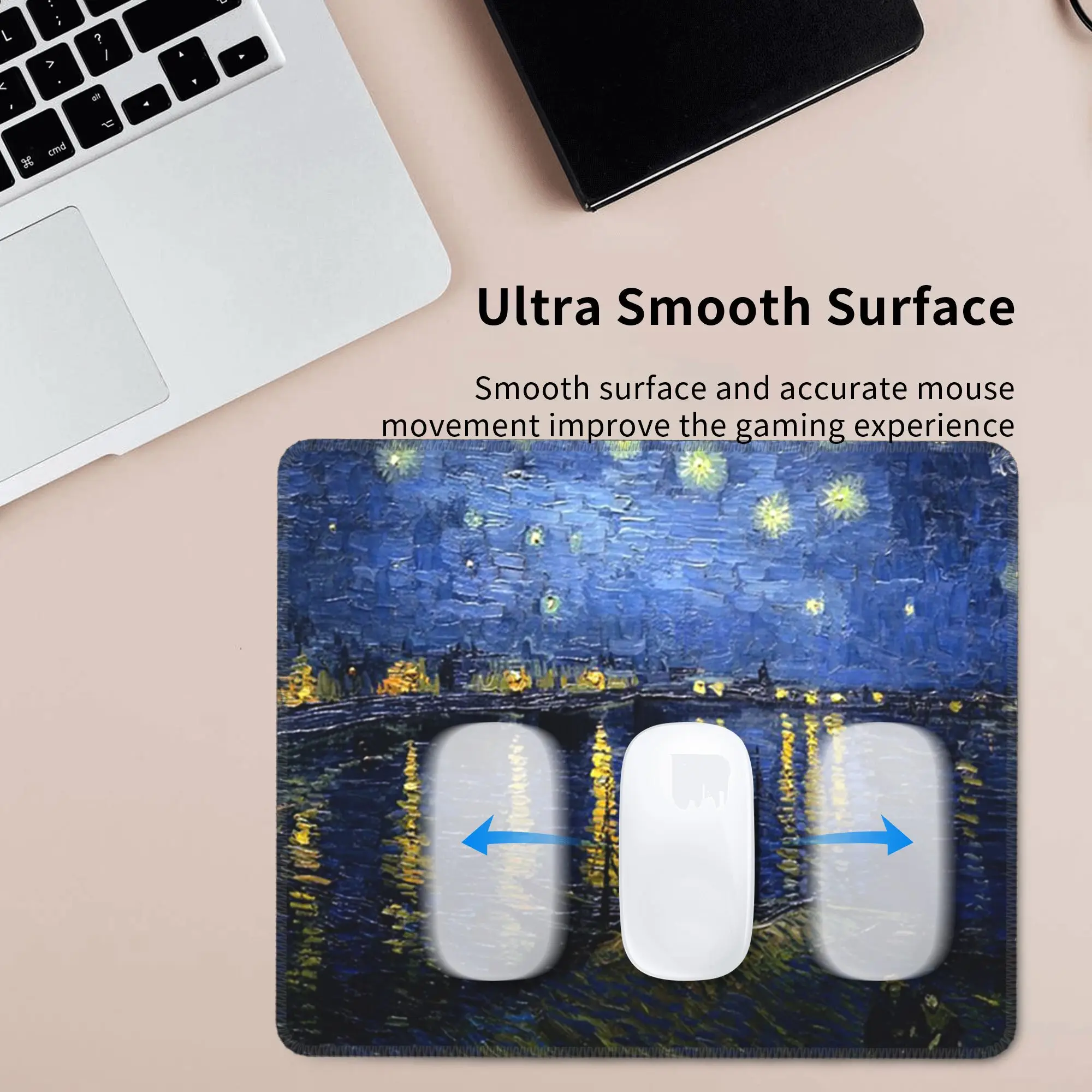 Notte stellata sul Rhone - Tappetino per mouse Van Gogh Tastiera per computer Tappetino per mouse PC da gioco Tappetino per scrivania portatile Tappetini per ufficio