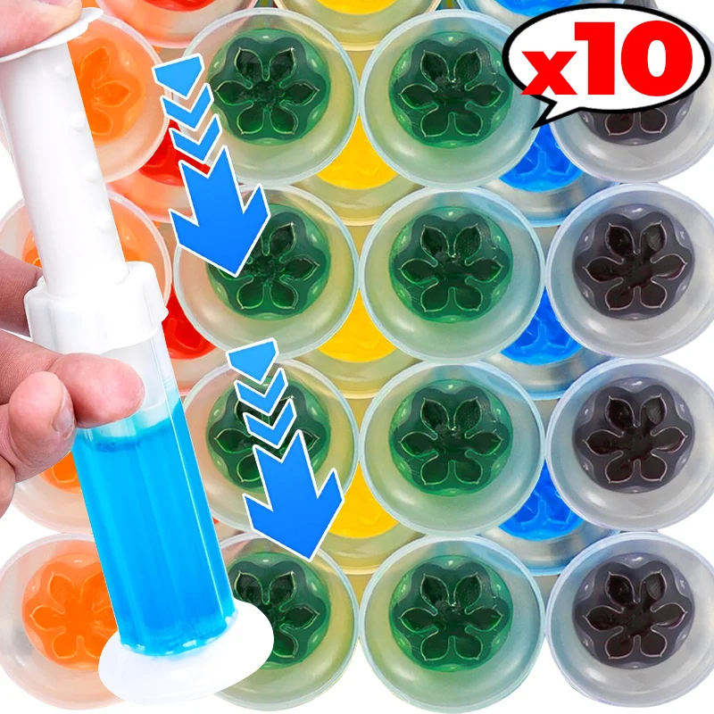1-10Pcs Flower Gel Stamp Toilet Cleaner Air Freshener Bathroom Toilet Cleaning Gel Needle Design Fragrance Deodorant Supplies