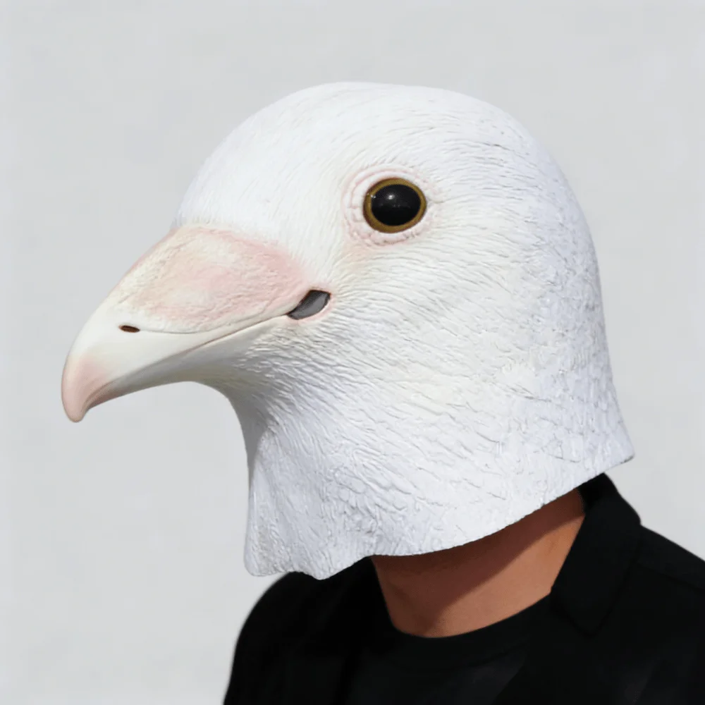 Realistic Seagull Mask Latex Bird Head Pigeon Mask for Halloween Cosplay Party Costume Funny Animal Mask Masquerade Props