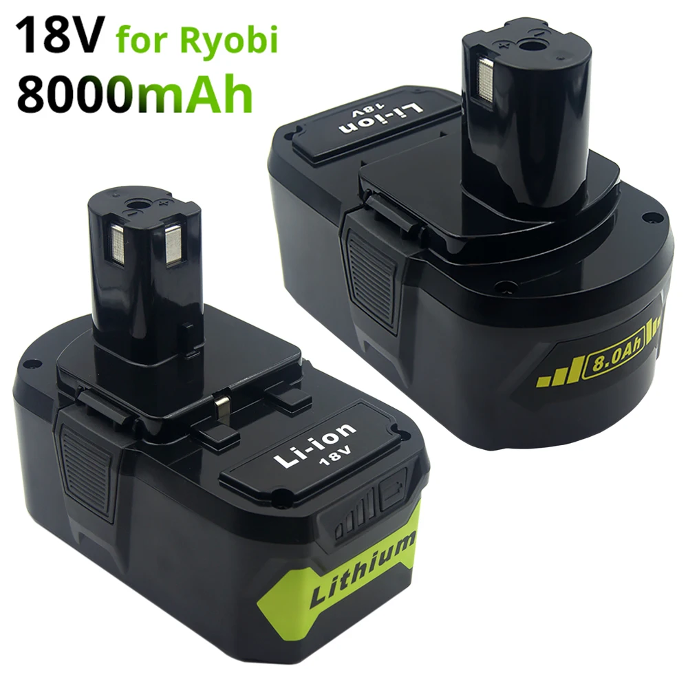 8000mAh Li-ion Replacement for Ryobi 18V Battery RB18L40 RB18L50 RB18L60 P108 P107 BPL1820 P122 P104 P105 P102 P103 ONE+