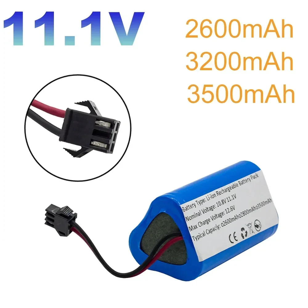 11.1V Rechargeable Lithium Battery Pack For CECOTEC For CONGA Slim 890,Wet Robotic Vacuum Cleaner 18650 Battery with BMS