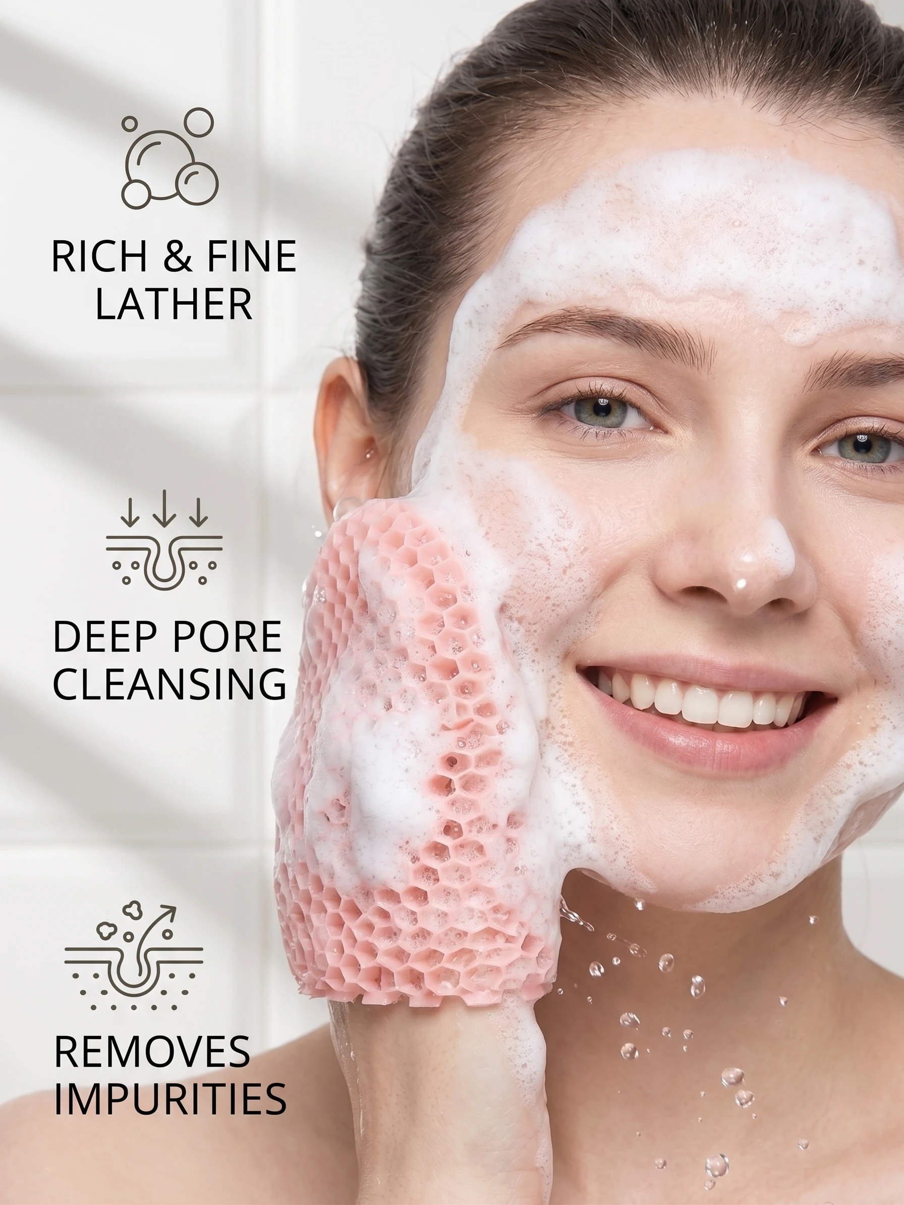Peeling-Badehandschuh Wabenkörperpeeling Tiefenreinigung Duschhandschuh weicher Massage-Schwamm zur Entfernung abgestorbener HautPeelinghandschuh, Badehandschuh, Wabenstruktur, Körperpeeling, Tiefenreinigung, Duschhand – Detail 6