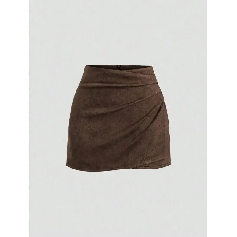 mid Waist Faux Suede  Skirt Cross-Border Short Skirt Suede Fabric Batwing Style Women's Winter Fashion Skirts