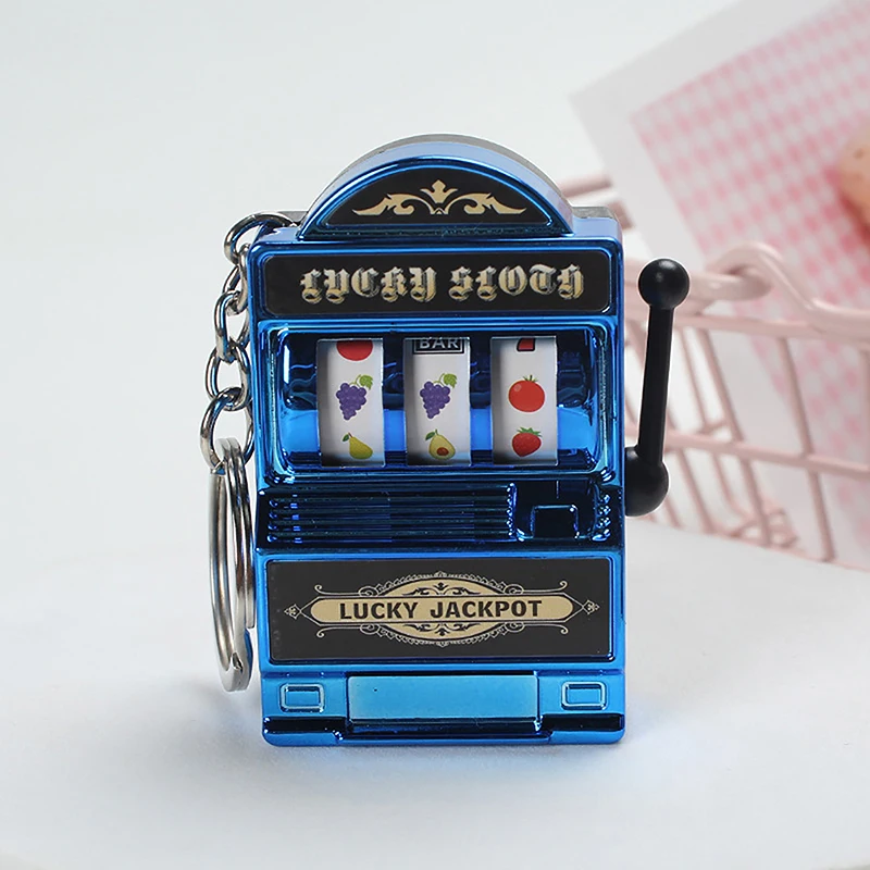 Mini Fruit Machine Keychain Pendant Turnround Game Tiger Raba Machine Small Toy Lucky Draw Pendant