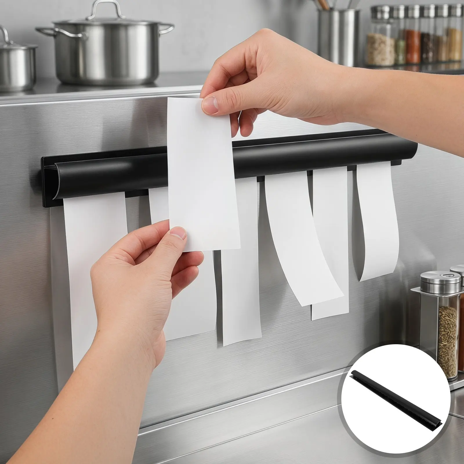 Kitchen Order Ticket Holder Rail 15.7 Inch No Drill Wall Mounted Receipt Rack Restaurant Check Slide Rail Bill Holder Clip Food